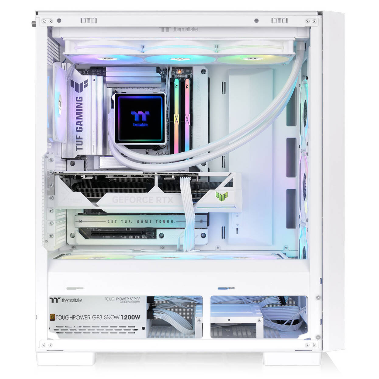 Thermaltake S380 TG ARGB PC Case, Mid Tower, ATX, Tempered Glass - including 4x 120mm Fans, White : image 7