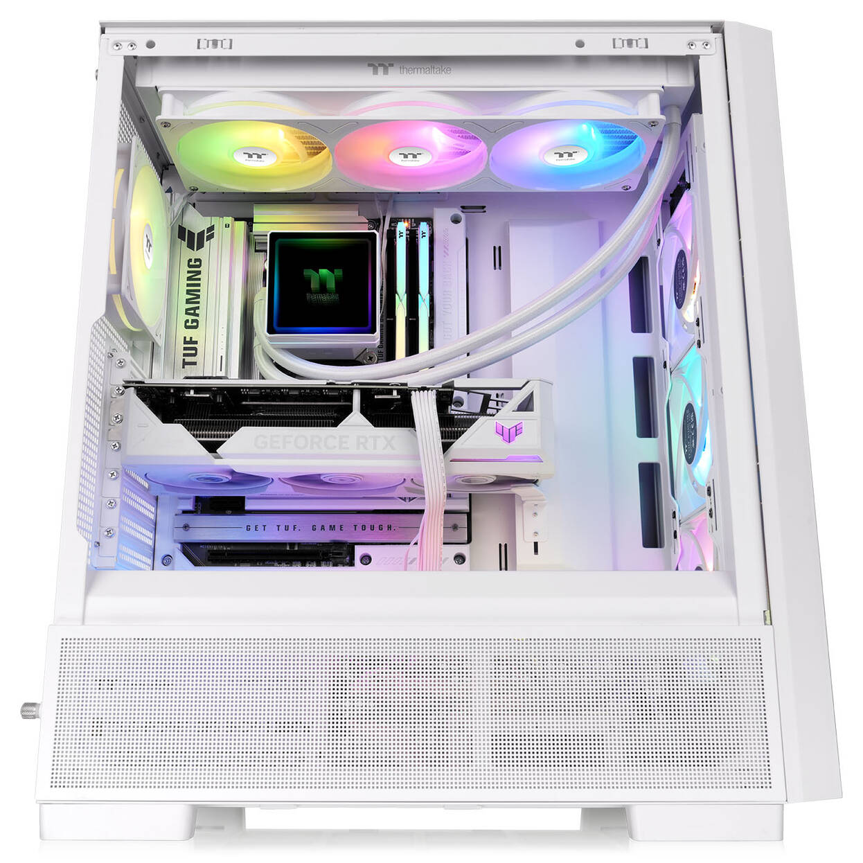 Thermaltake S380 TG ARGB PC Case, Mid Tower, ATX, Tempered Glass - including 4x 120mm Fans, White : image 8