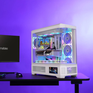 Thermaltake View 600 TG PC Case, Big Tower, E-ATX, ARGB, Tempered Glass - White