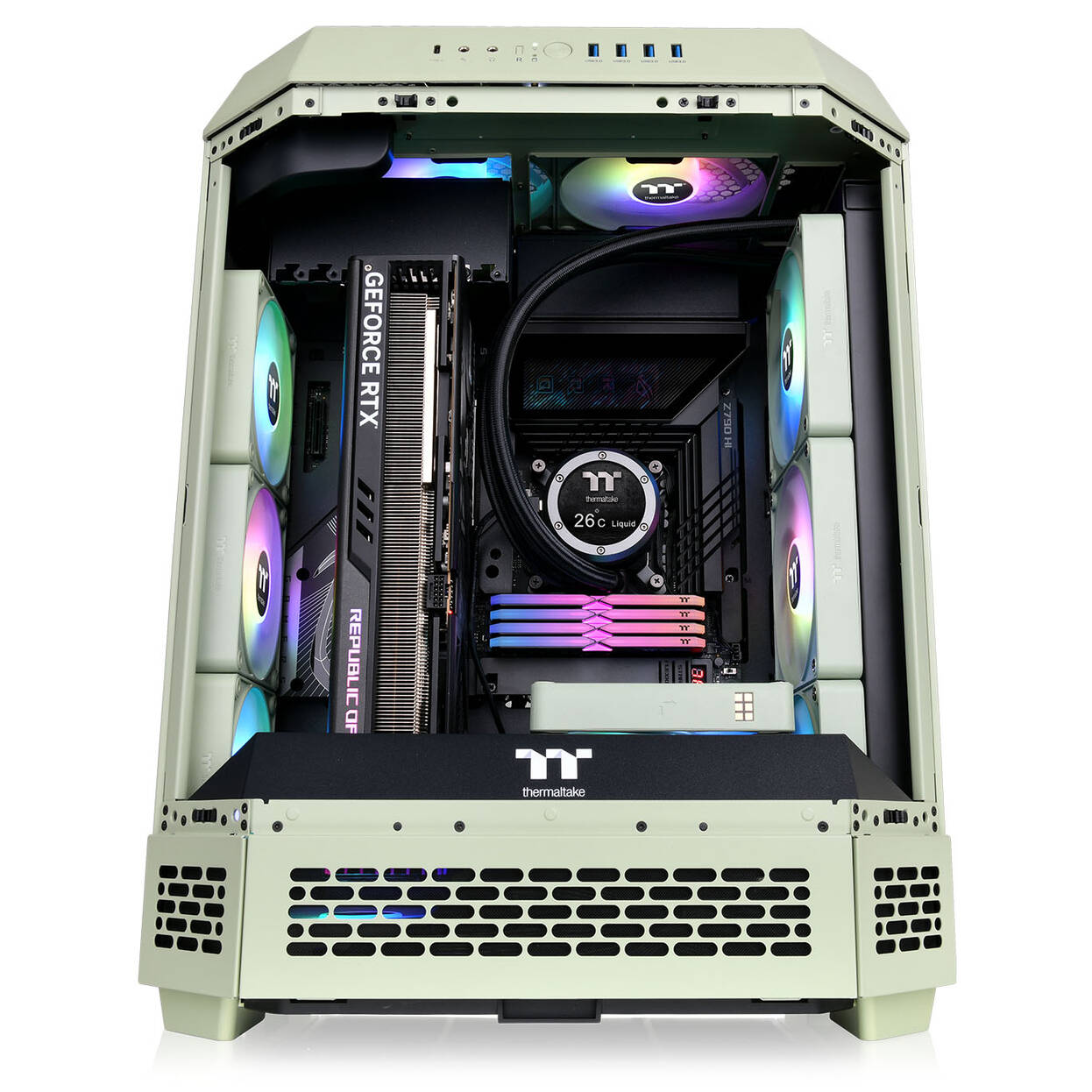 Thermaltake The Tower 600 PC Case, Mid Tower, ATX, Tempered Glass - Matcha Green