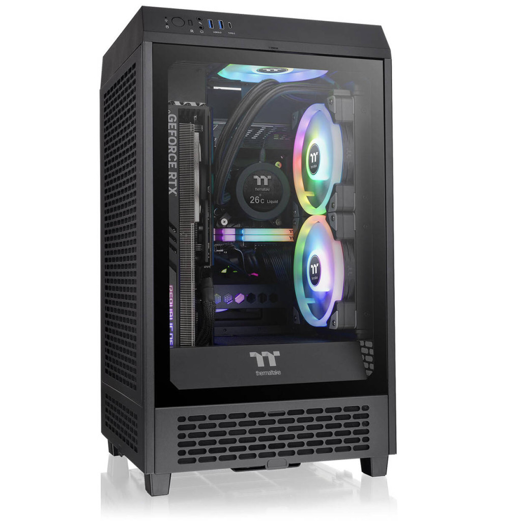 Thermaltake The Tower 200 PC Case, Mini Case, Mini-ITX, Tempered Glass - Black