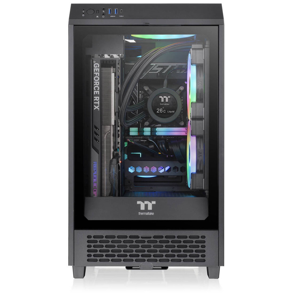 Thermaltake The Tower 200 PC Case, Mini Case, Mini-ITX, Tempered Glass - Black