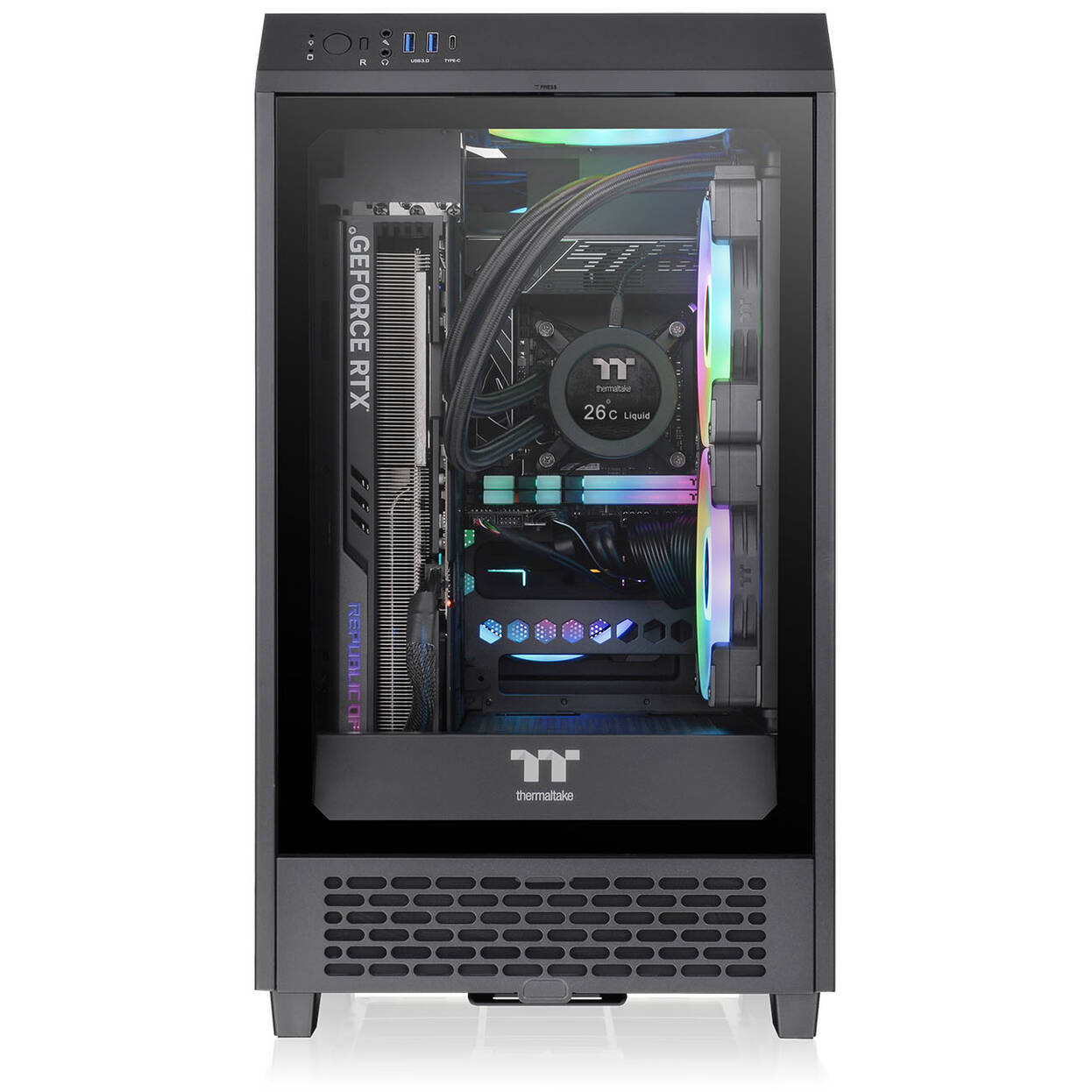 Thermaltake The Tower 200 PC Case, Mini Case, Mini-ITX, Tempered Glass - Black
