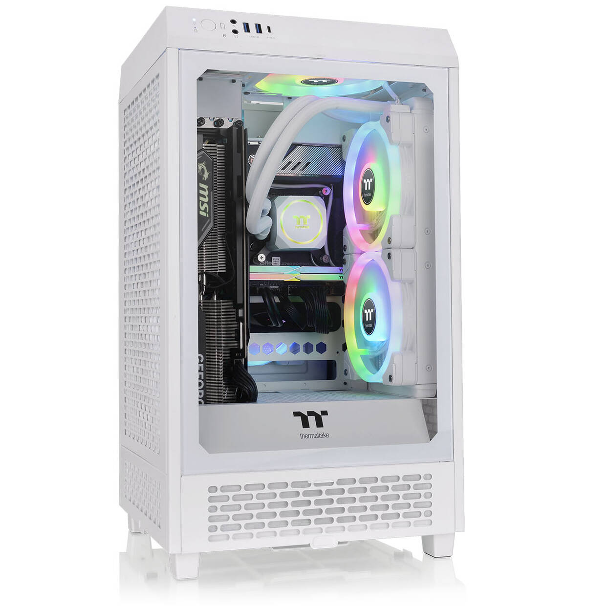 Thermaltake The Tower 200 PC Case, Mini Case, Mini-ITX, Tempered Glass - White