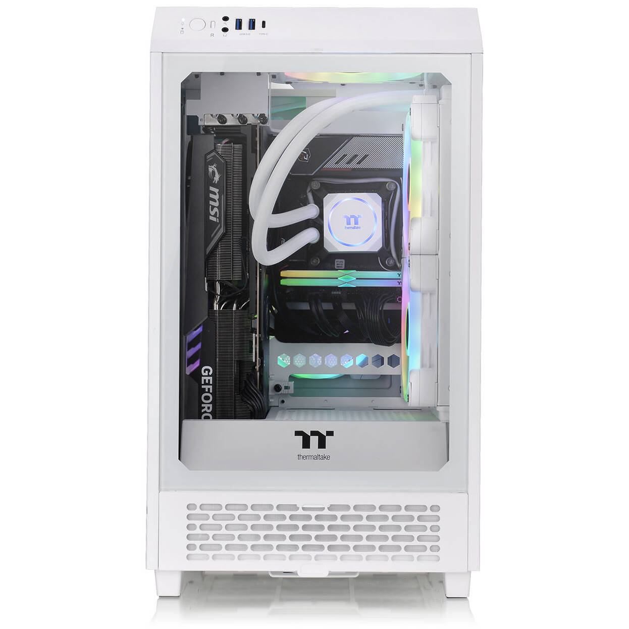Thermaltake The Tower 200 PC Case, Mini Case, Mini-ITX, Tempered Glass - White