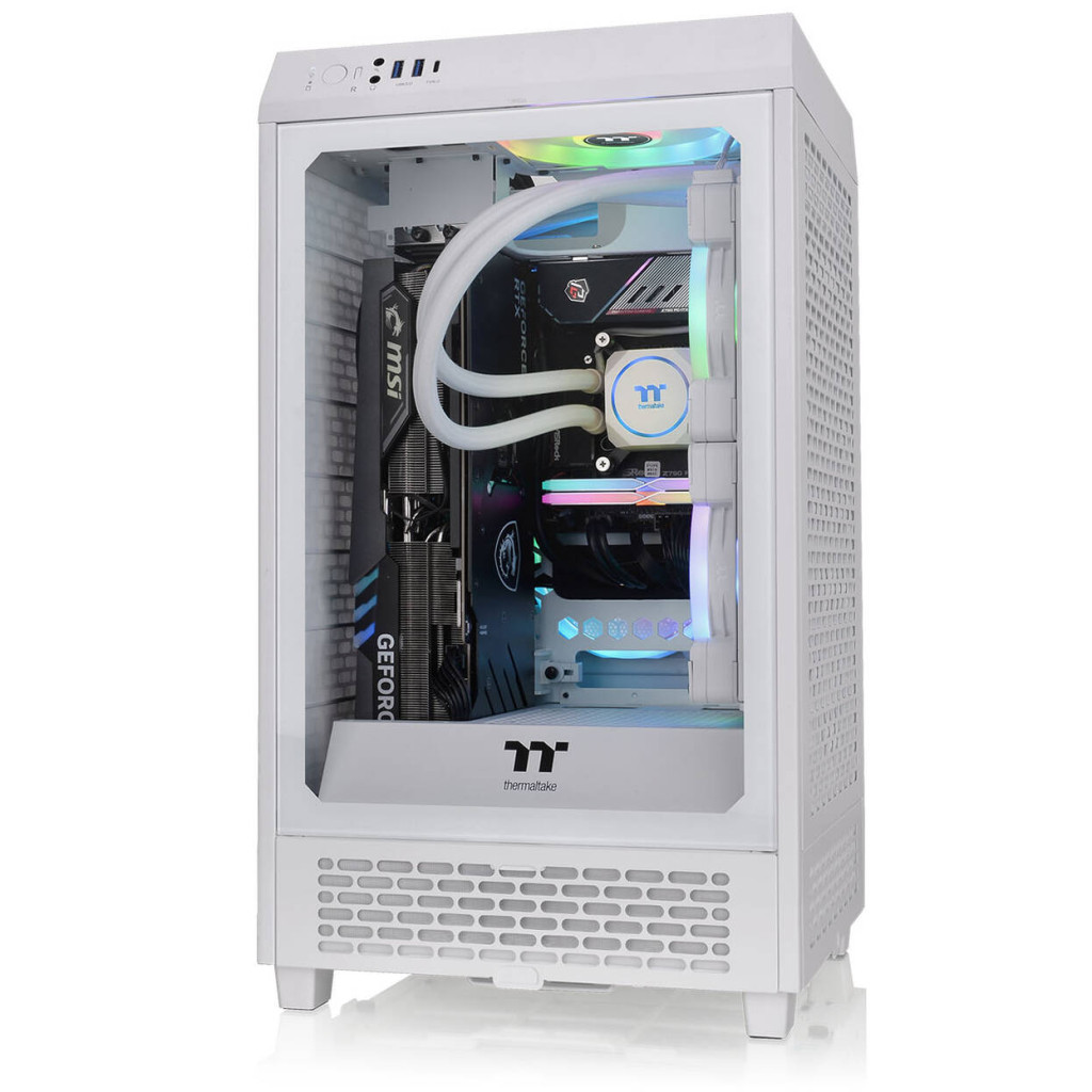 Thermaltake The Tower 200 PC Case, Mini Case, Mini-ITX, Tempered Glass - White