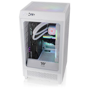 Thermaltake The Tower 200 PC Case, Mini Case, Mini-ITX, Tempered Glass - White