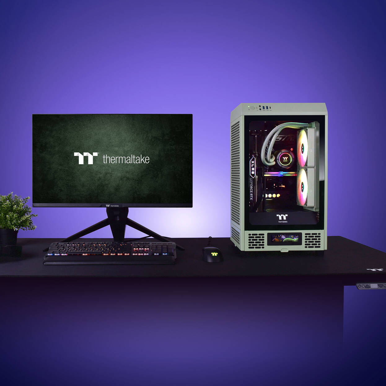 Thermaltake The Tower 200 PC Case, Mini Case, Mini-ITX, Tempered Glass - Matcha Green