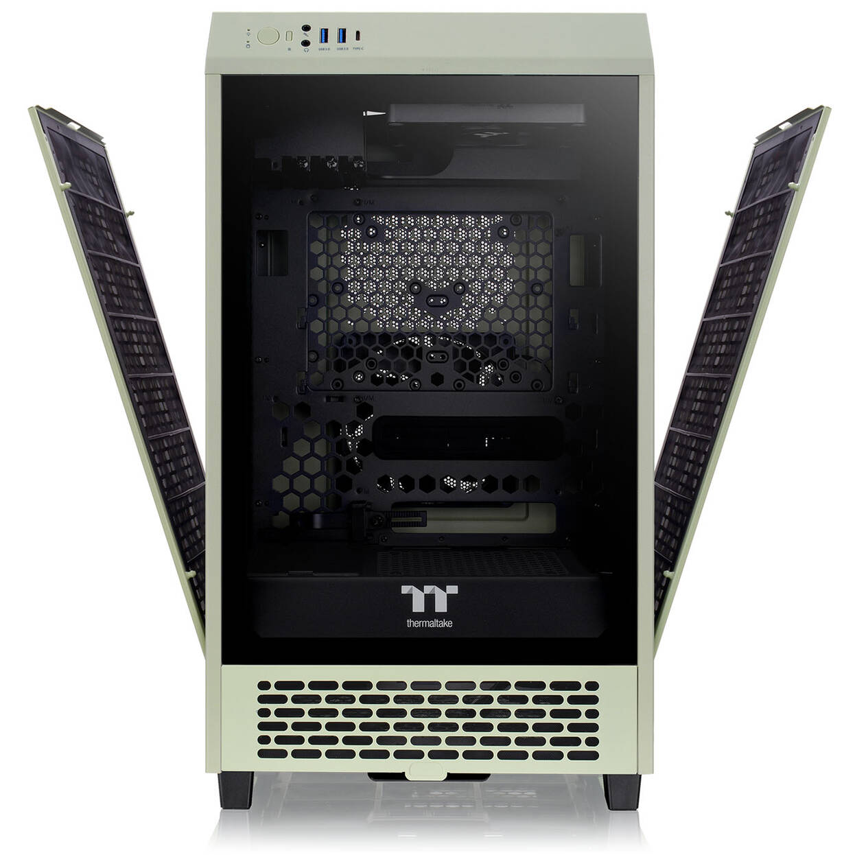 Thermaltake The Tower 200 PC Case, Mini Case, Mini-ITX, Tempered Glass - Matcha Green