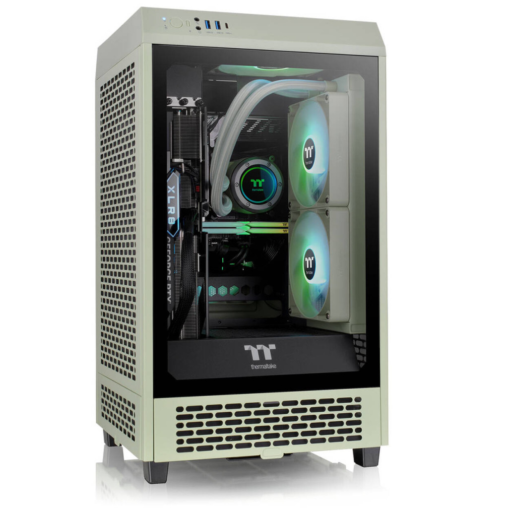 Thermaltake The Tower 200 PC Case, Mini Case, Mini-ITX, Tempered Glass - Matcha Green