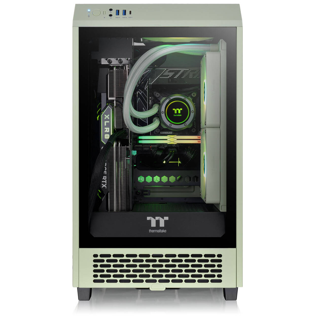 Thermaltake The Tower 200 PC Case, Mini Case, Mini-ITX, Tempered Glass - Matcha Green