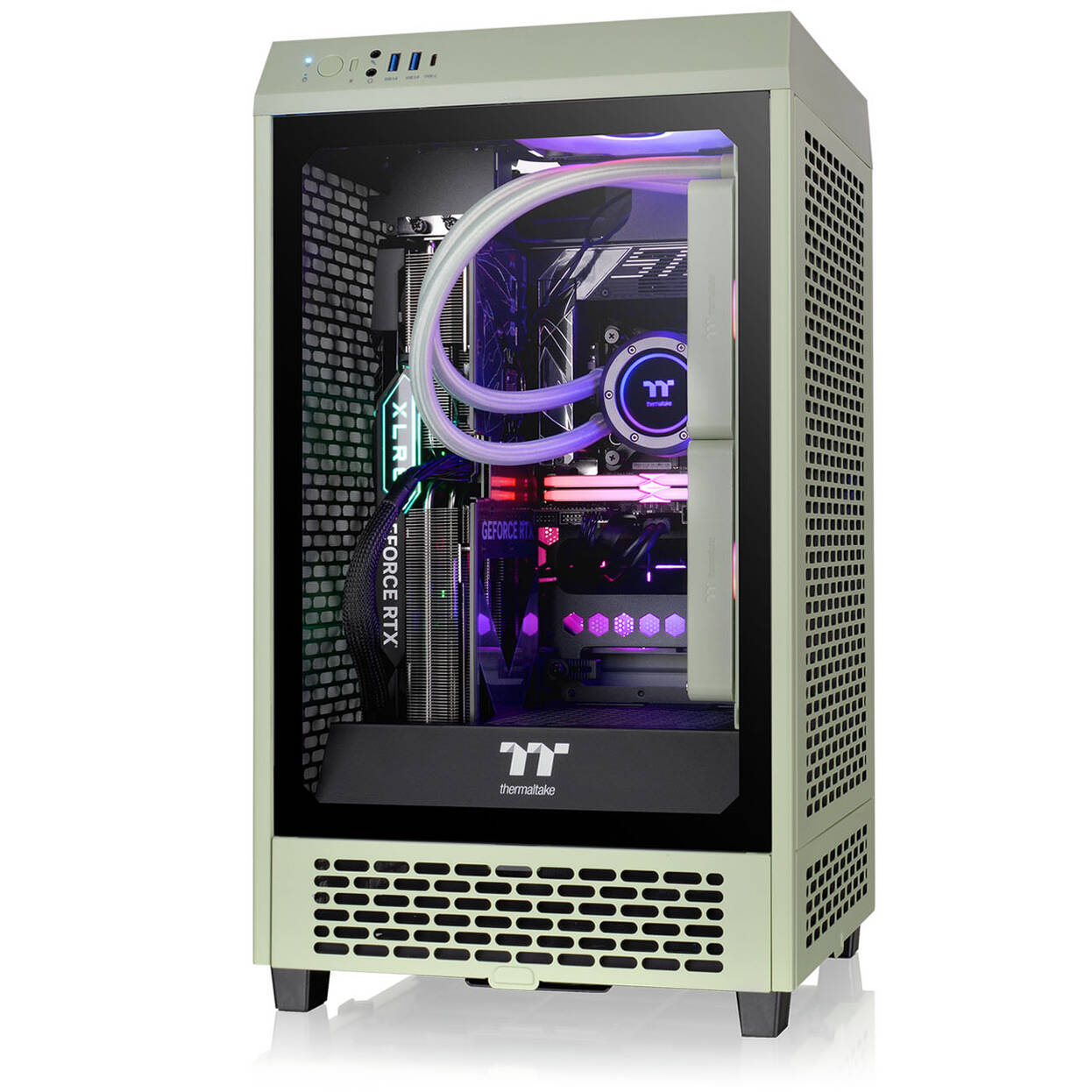 Thermaltake The Tower 200 PC Case, Mini Case, Mini-ITX, Tempered Glass - Matcha Green