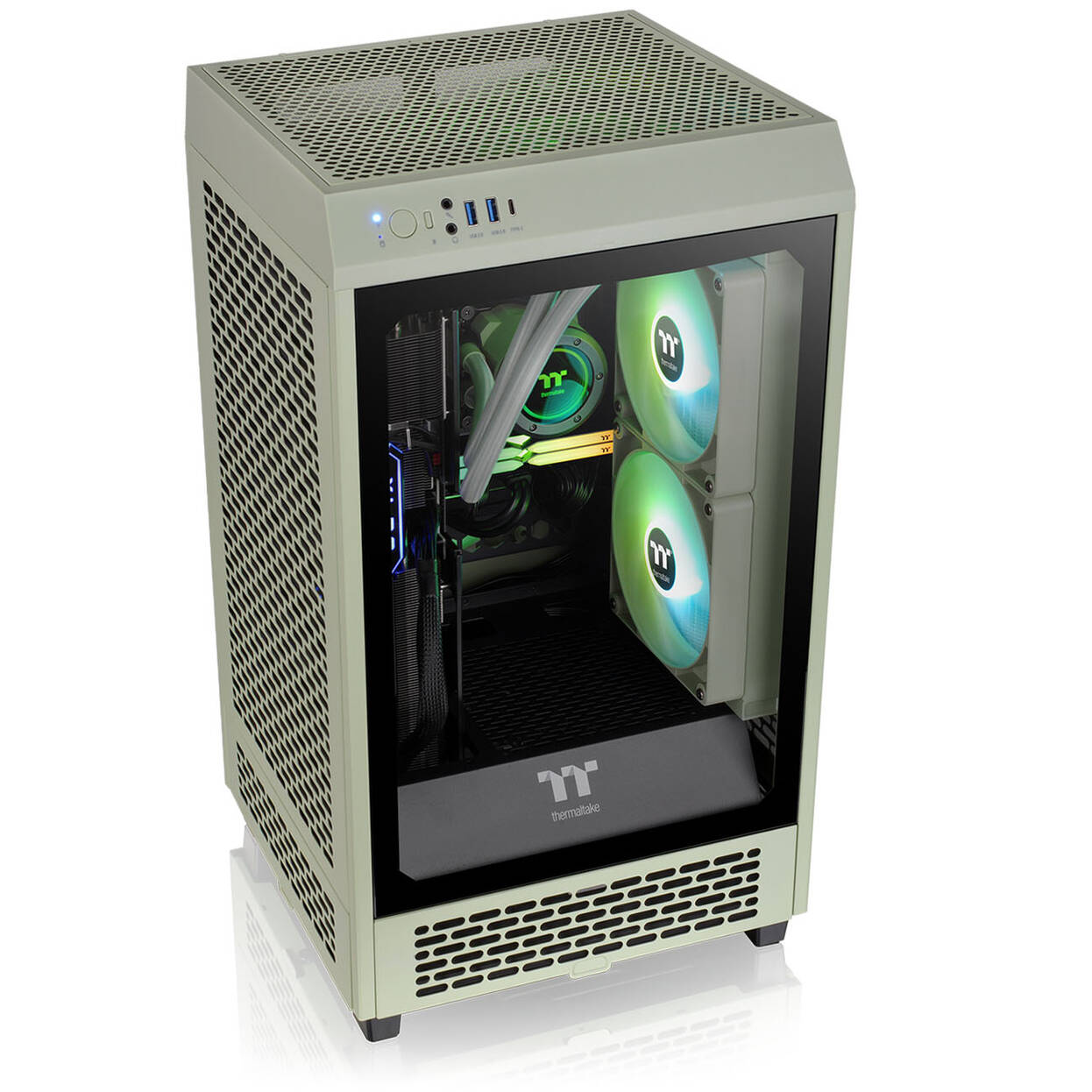 Thermaltake The Tower 200 PC Case, Mini Case, Mini-ITX, Tempered Glass - Matcha Green