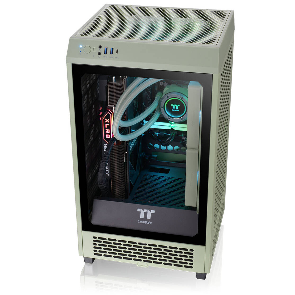 Thermaltake The Tower 200 PC Case, Mini Case, Mini-ITX, Tempered Glass - Matcha Green