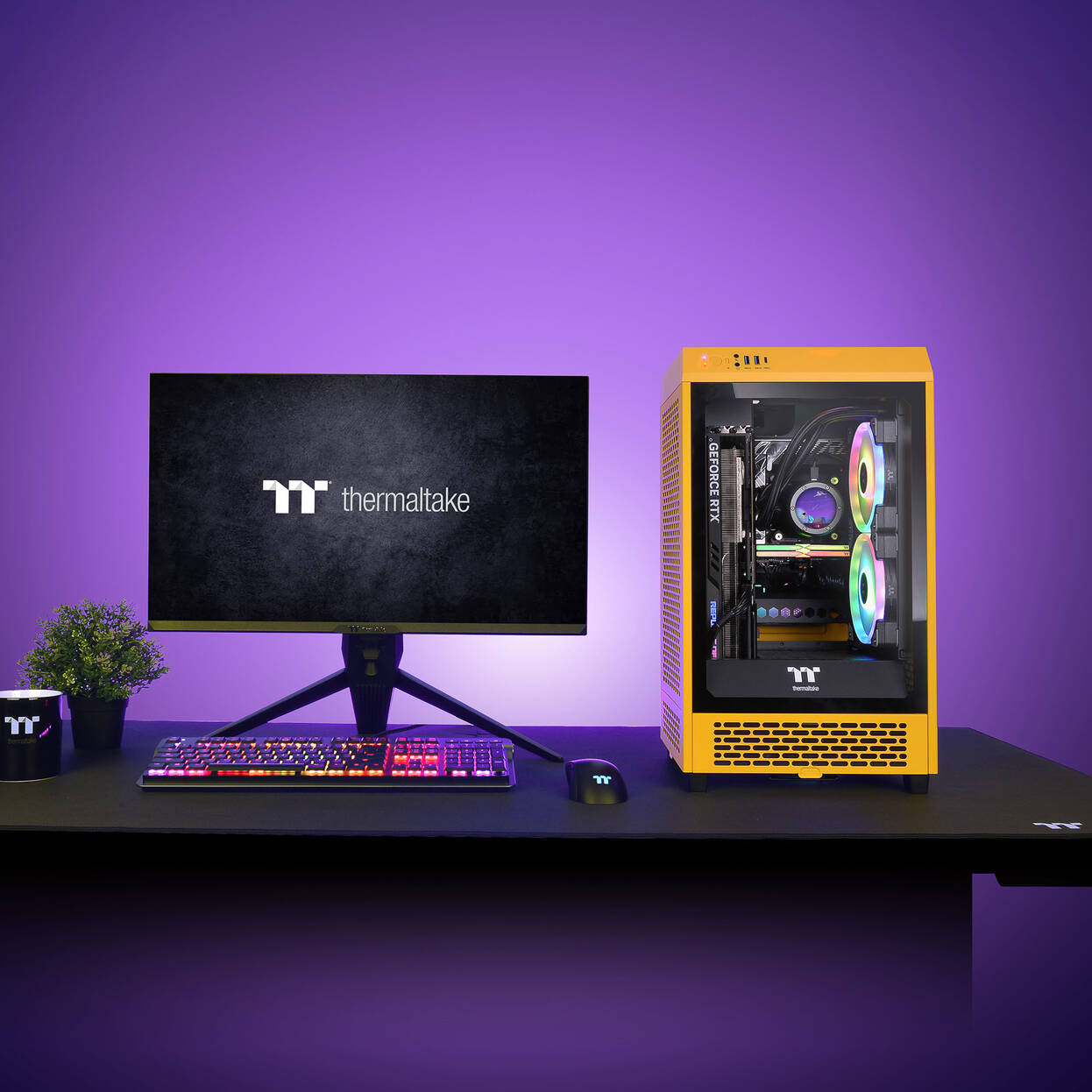 Thermaltake The Tower 200 PC Case, Mini Case, Mini-ITX, Tempered Glass - Bumblebee