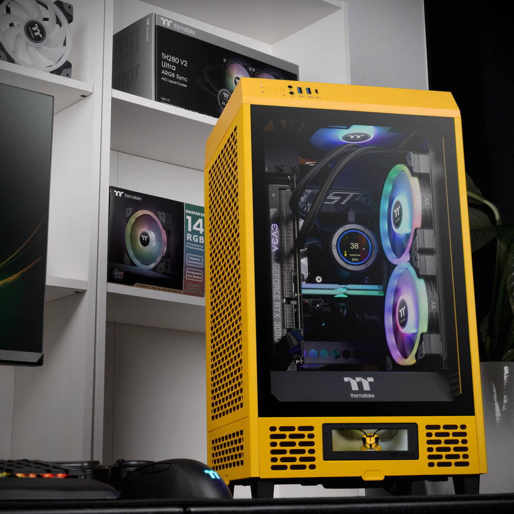 Thermaltake The Tower 200 PC Case, Mini Case, Mini-ITX, Tempered Glass - Bumblebee