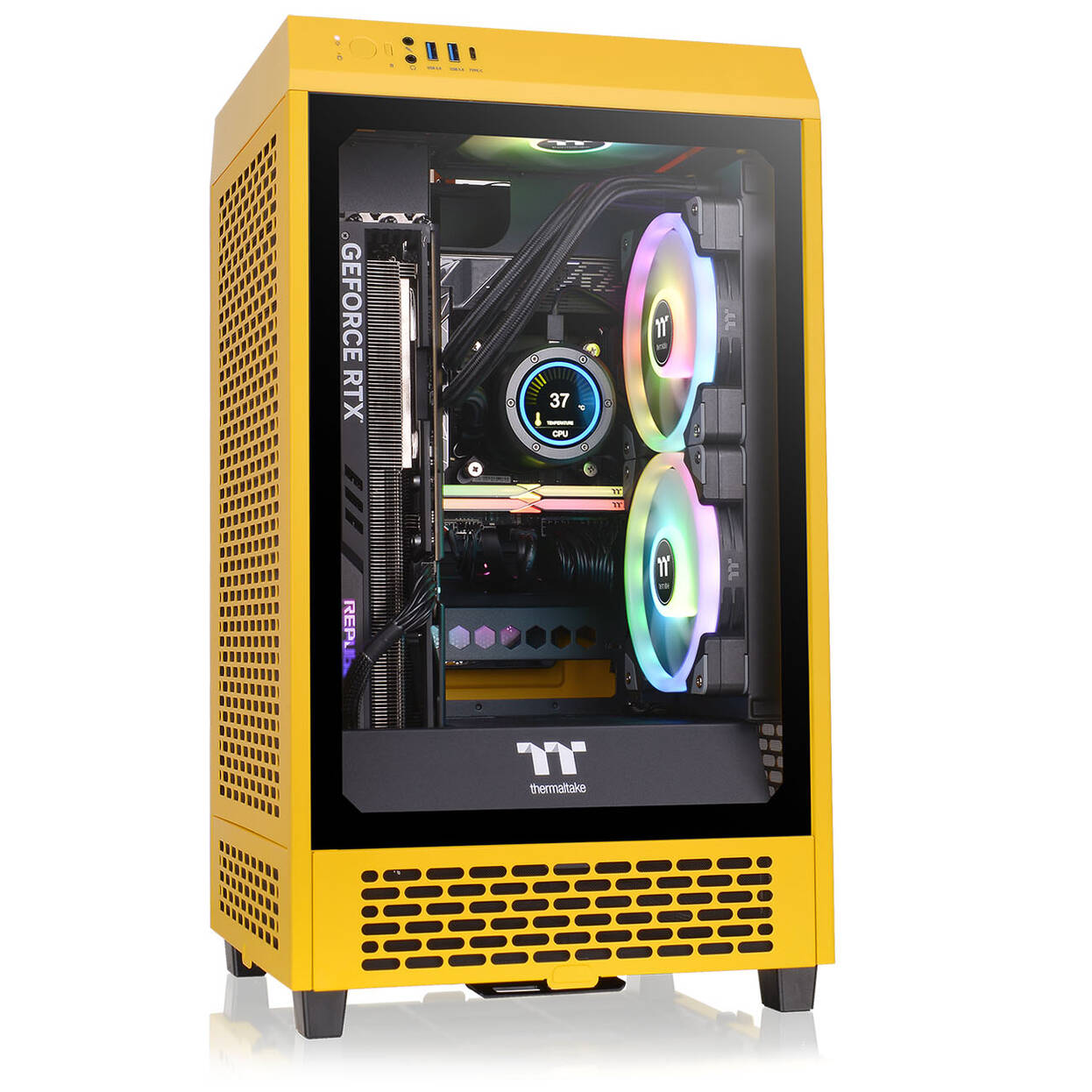 Thermaltake The Tower 200 PC Case, Mini Case, Mini-ITX, Tempered Glass - Bumblebee