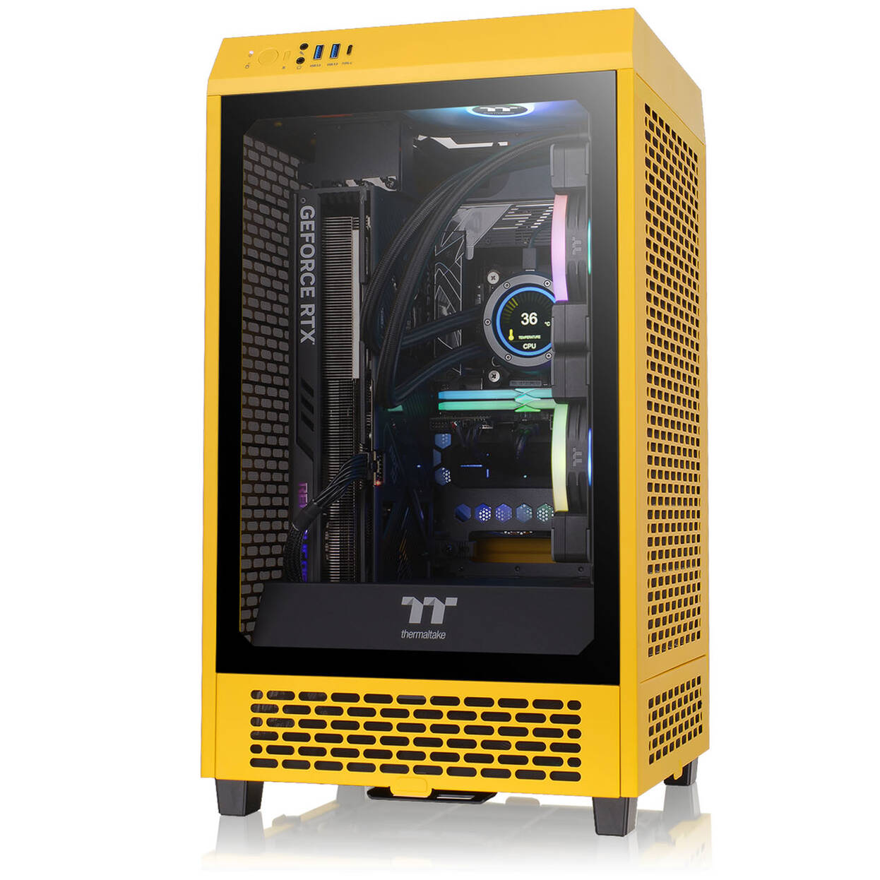 Thermaltake The Tower 200 PC Case, Mini Case, Mini-ITX, Tempered Glass - Bumblebee