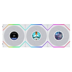 Lian Li UNI FAN TL LCD FLEX Wireless Fan, ARGB and LCD - 120mm, white, 3-pack with controller