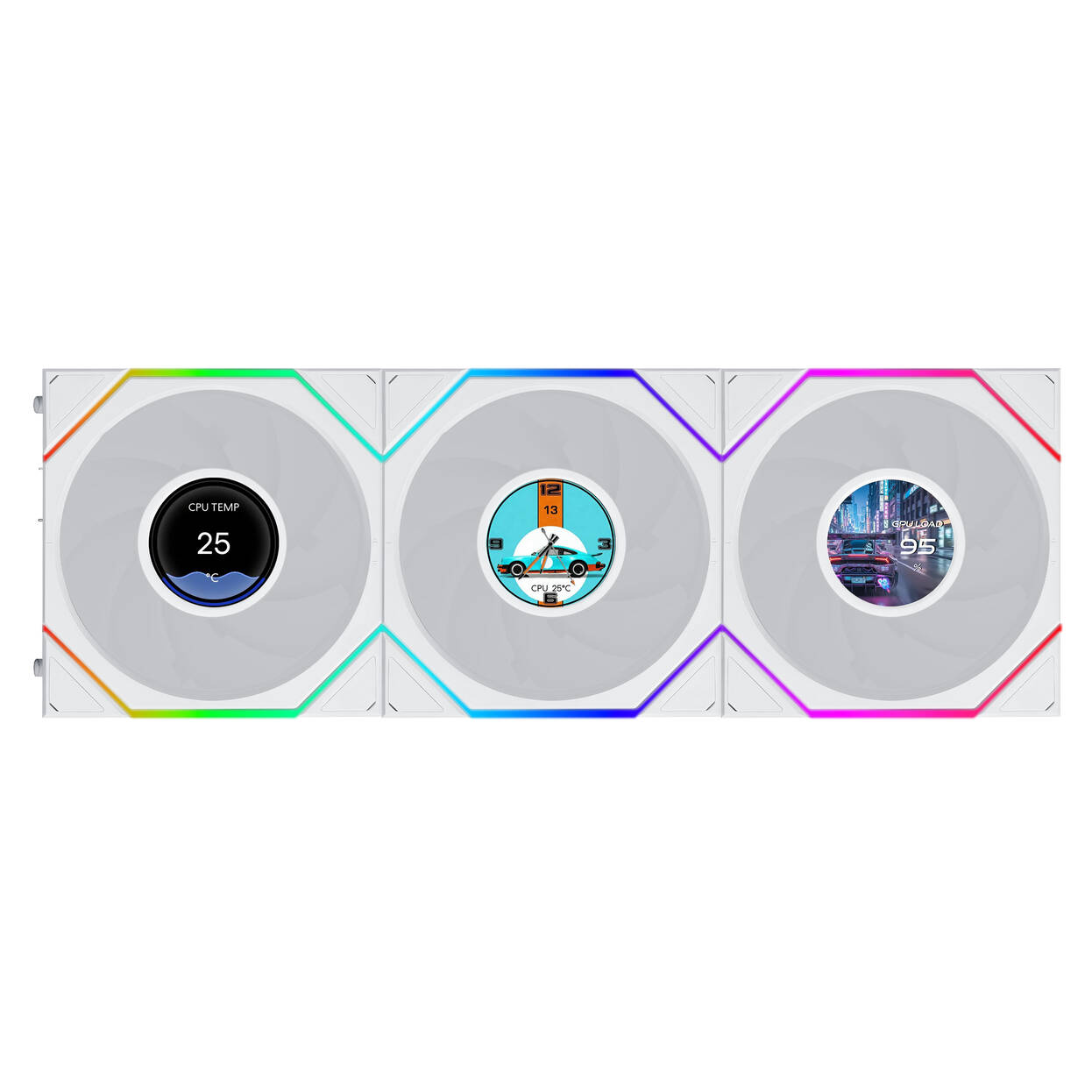 Lian Li UNI FAN TL LCD FLEX Wireless Fan, ARGB and LCD - 120mm, white, 3-pack with controller