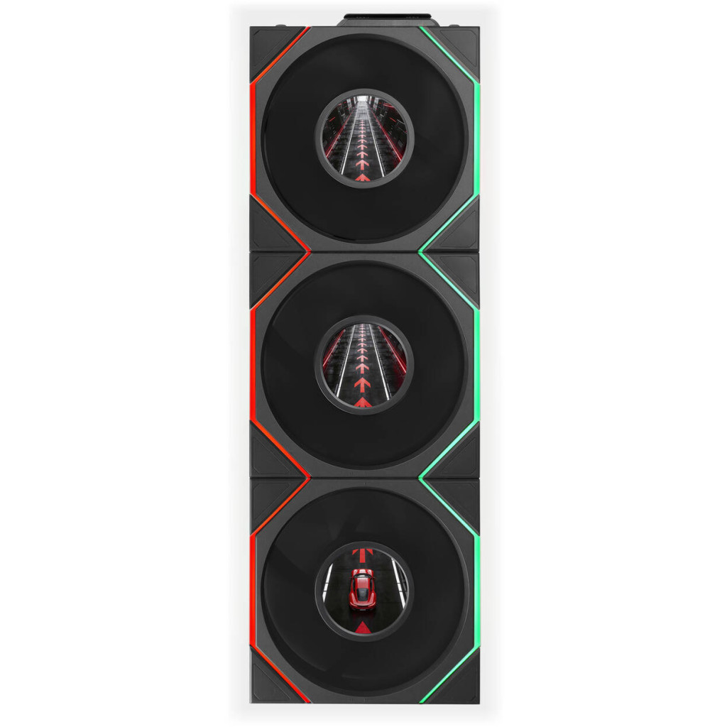 Lian Li UNI FAN TL LCD FLEX Wireless Fan, ARGB and LCD - Reverse Blade 120mm, black, 3-pack with controller