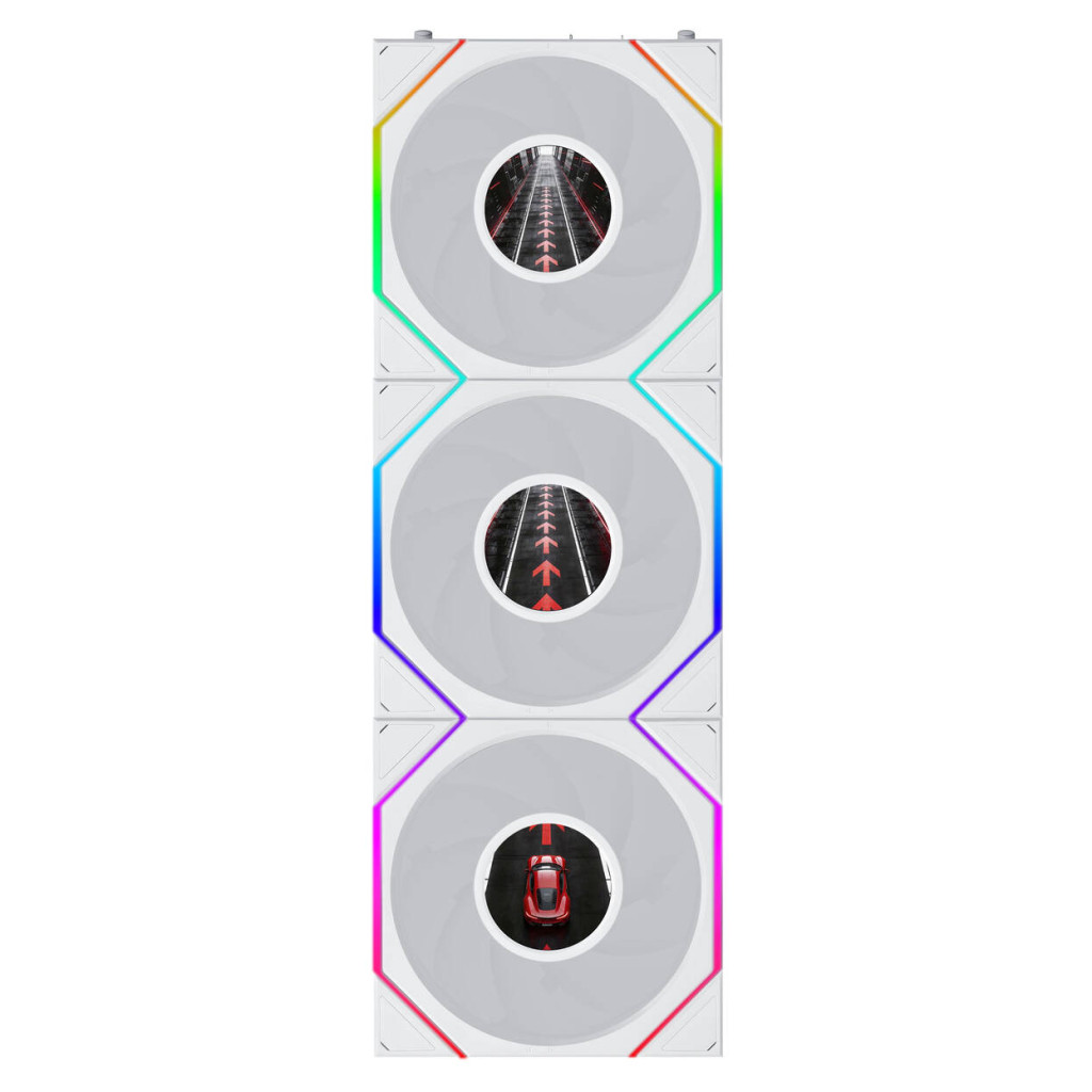 Lian Li UNI FAN TL LCD FLEX Wireless Fan, ARGB and LCD - Reverse Blade 120mm, white, 3-pack with controller