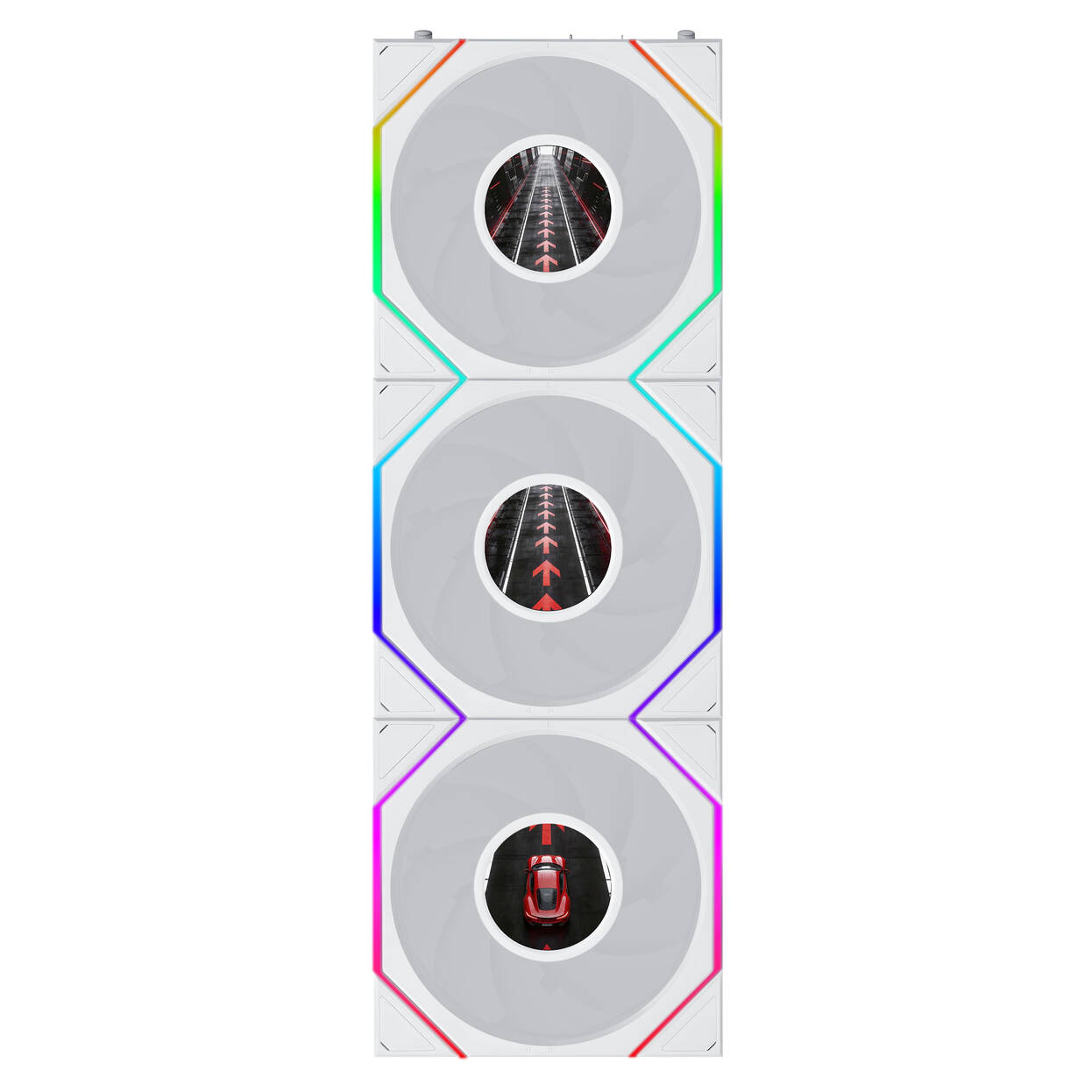 Lian Li UNI FAN TL LCD FLEX Wireless Fan, ARGB and LCD - Reverse Blade 120mm, white, 3-pack with controller