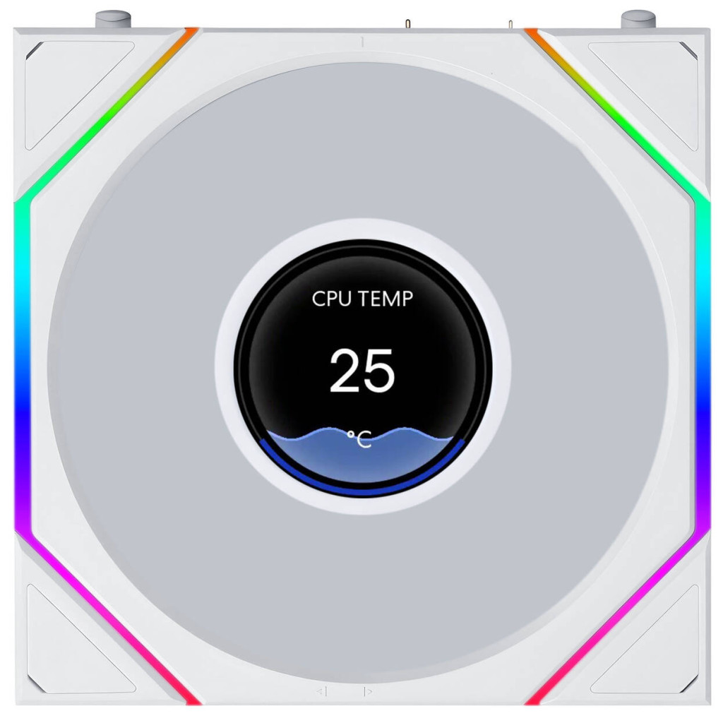 Lian Li UNI FAN TL LCD FLEX Wireless Fan, ARGB and LCD - Reverse Blade 120mm, white, 3-pack with controller