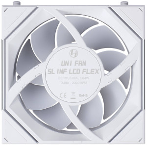 Lian Li UNI FAN SL-INF LCD FLEX Wireless Fan, ARGB and LCD - 120mm, white