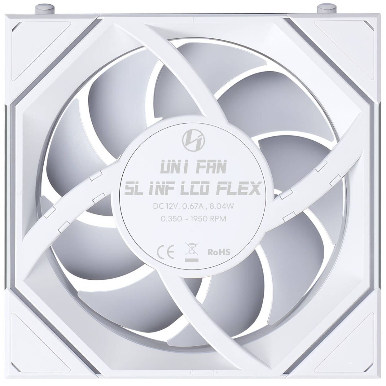Lian Li UNI FAN SL-INF LCD FLEX Wireless Fan, ARGB and LCD - Reverse Blade, 120mm, white