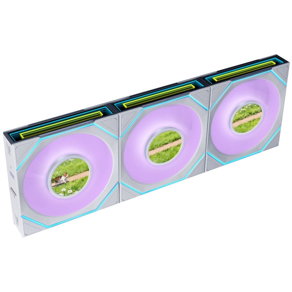 Lian Li UNI FAN SL-INF LCD FLEX Wireless Fan, ARGB and LCD – 120mm, white, 3-pack with controller