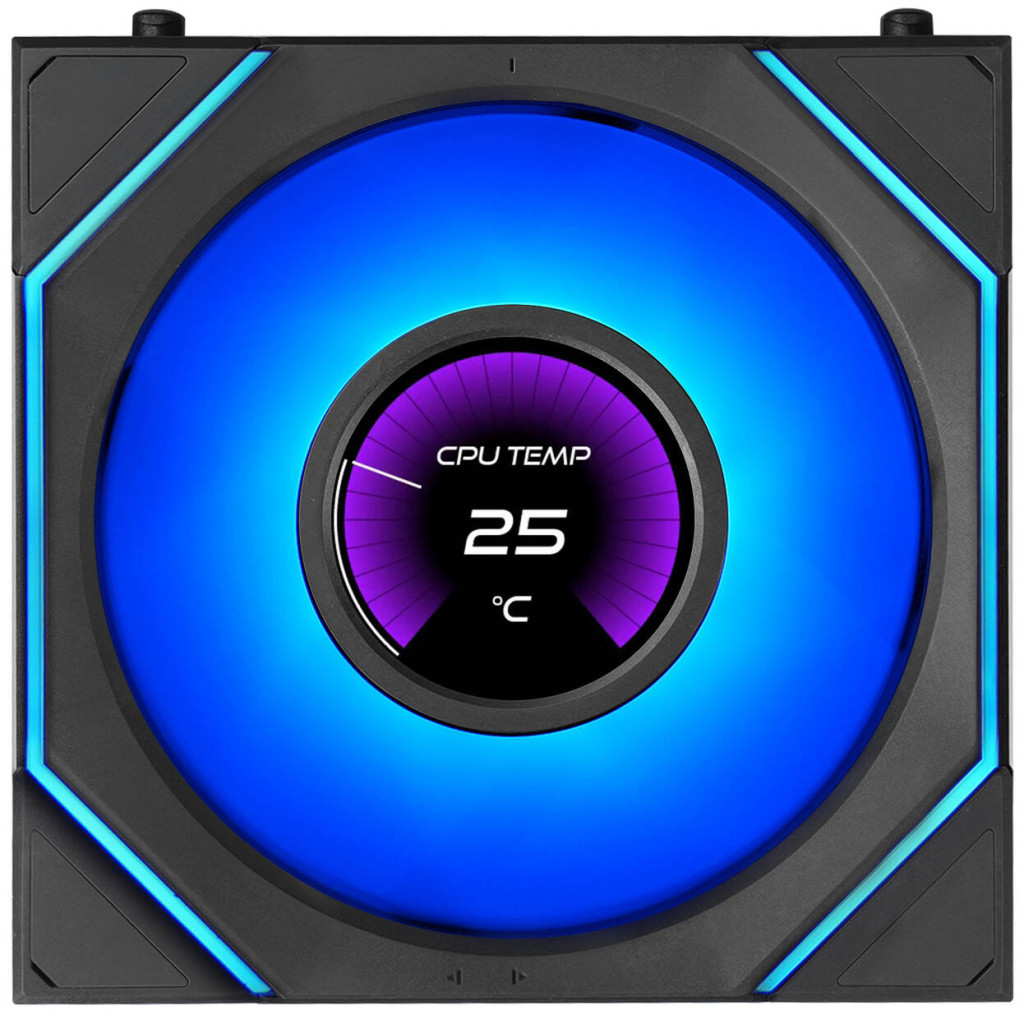 Lian Li UNI FAN SL-INF LCD FLEX Wireless Fan, ARGB and LCD - Reverse Blade, 120mm, black, 3-pack with controller
