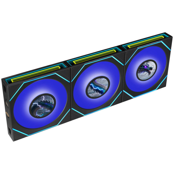 Lian Li UNI FAN SL-INF LCD FLEX Wireless Fan, ARGB and LCD – Reverse Blade, 120mm, black, 3-pack with controller