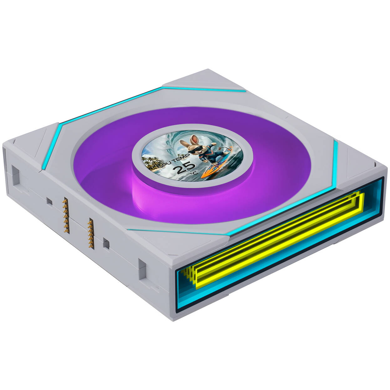 Lian Li UNI FAN SL-INF LCD FLEX Wireless Fan, ARGB and LCD - Reverse Blade, 120mm, white, 3-pack with controller