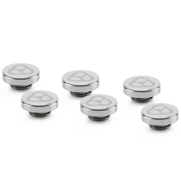 Thermal Grizzly DeltaMate Plug Closure Stopper, Brass – Gloss Nickel, Pack of 6