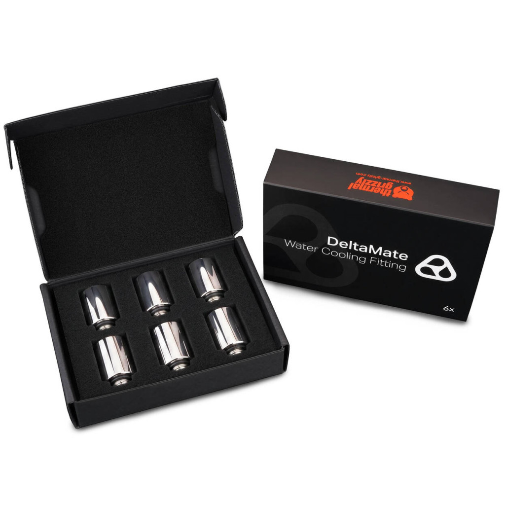 Thermal Grizzly DeltaMate Extender Fitting - MF28, Gloss Nickel, Pack of 6 : image 6