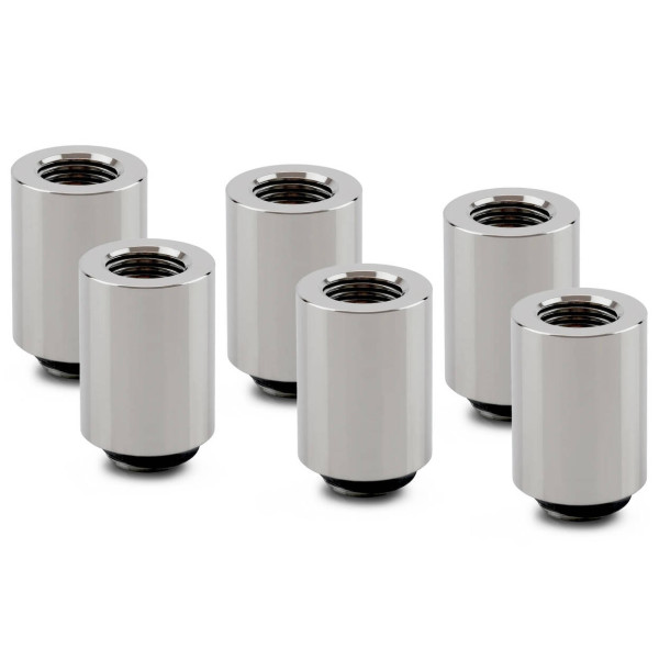 Thermal Grizzly DeltaMate Extender Fitting – MF28, Gloss Nickel, Pack of 6