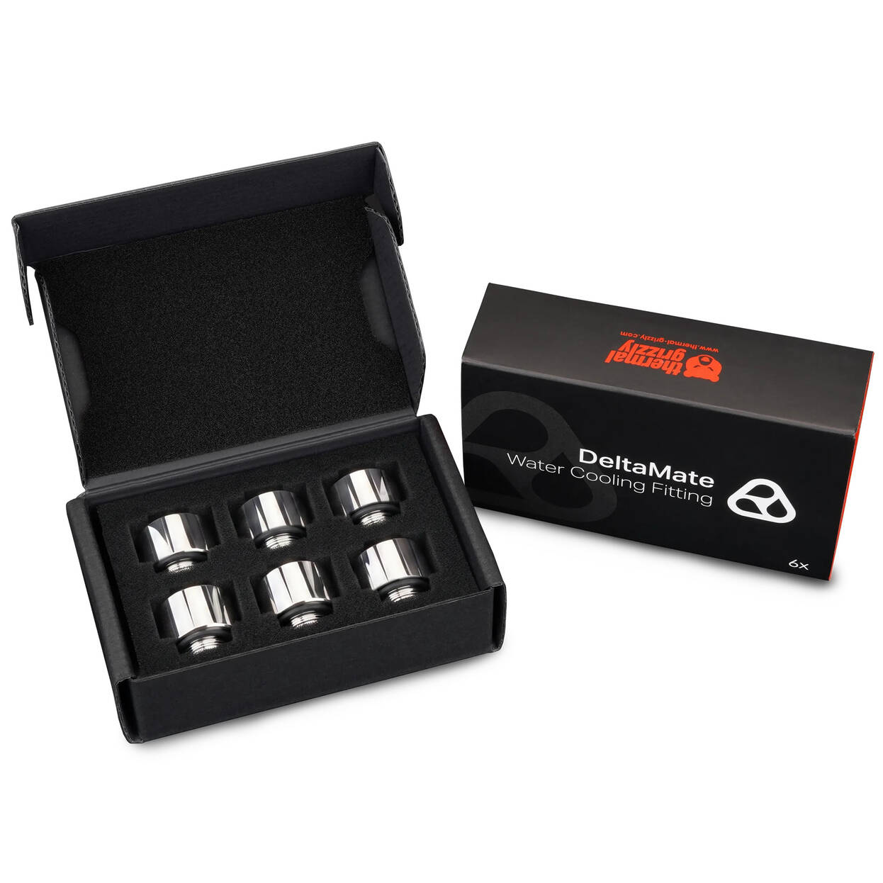 Thermal Grizzly DeltaMate Extender Fitting - MF14, Gloss Nickel, Pack of 6 : image 6