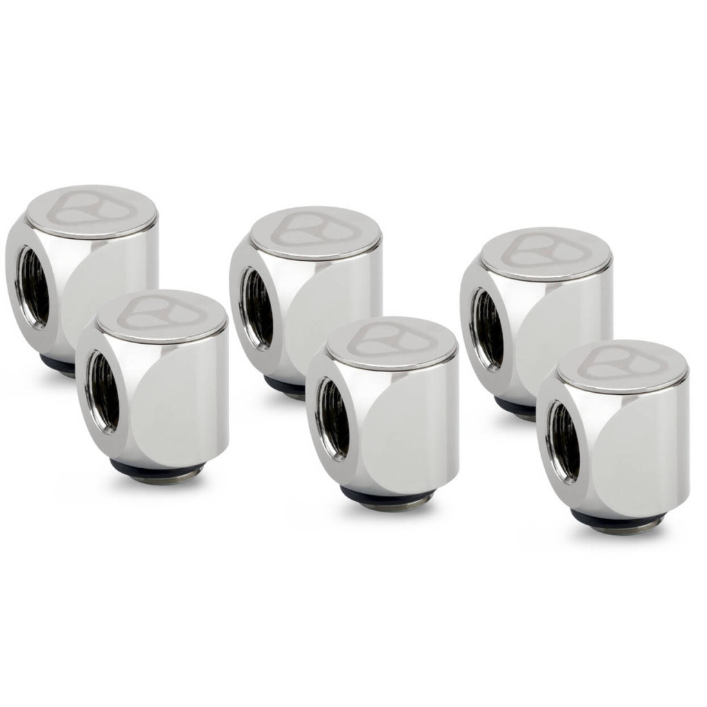 Thermal Grizzly DeltaMate Rotary Fitting - 90 Degrees, Gloss Nickel, Pack of 6 : image 1