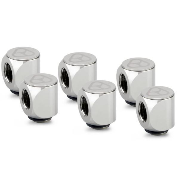 Thermal Grizzly DeltaMate Rotary Fitting – 90 Degrees, Gloss Nickel, Pack of 6