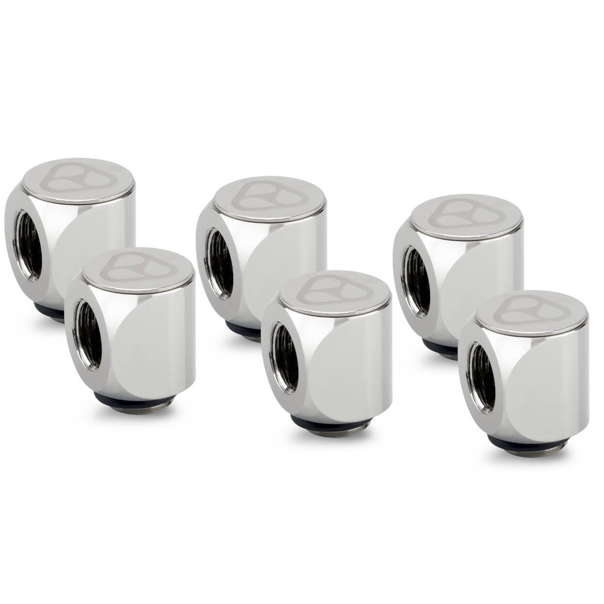 Thermal Grizzly DeltaMate Rotary Fitting - 90 Degrees, Gloss Nickel, Pack of 6 : image 1