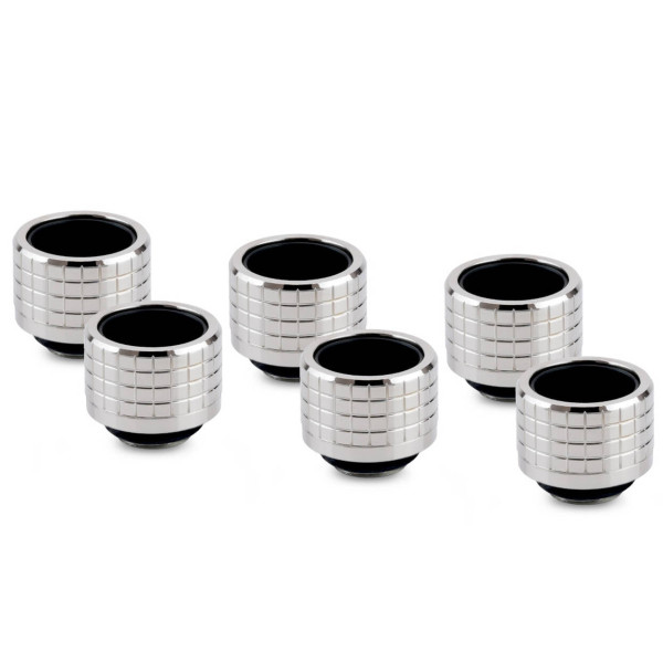 Thermal Grizzly DeltaMate Compression Fitting, Brass – Gloss Nickel, HT16, Pack of 6