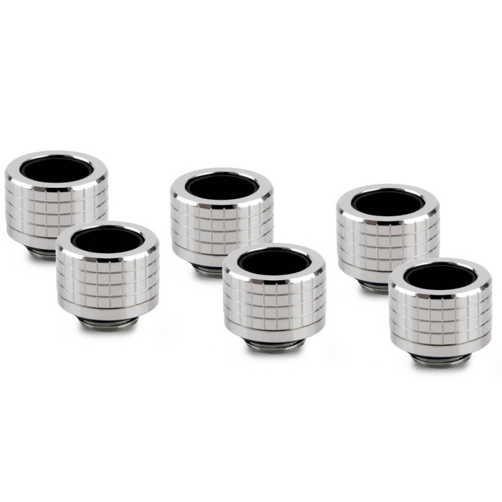 Thermal Grizzly DeltaMate Compression Fitting, Brass - Gloss Nickel, HT14, Pack of 6 : image 1