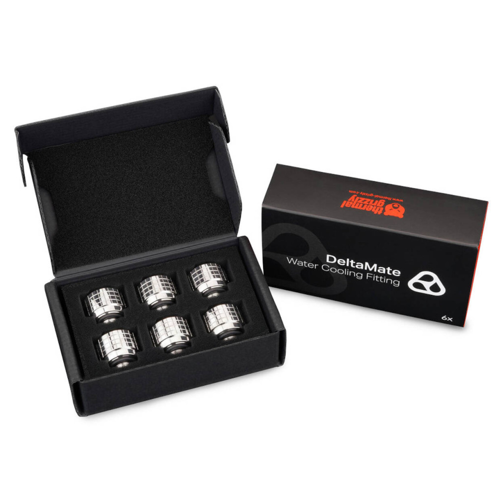 Thermal Grizzly DeltaMate Compression Fitting, Brass - Gloss Nickel, HT14, Pack of 6 : image 4