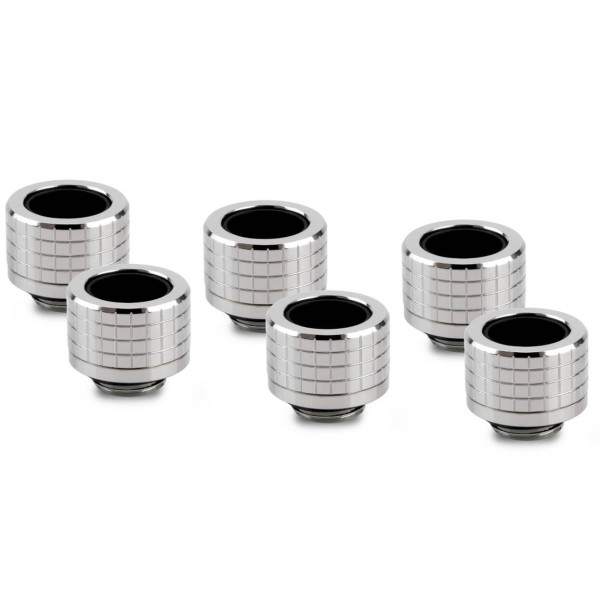 Thermal Grizzly DeltaMate Compression Fitting, Brass – Gloss Nickel, HT14, Pack of 6