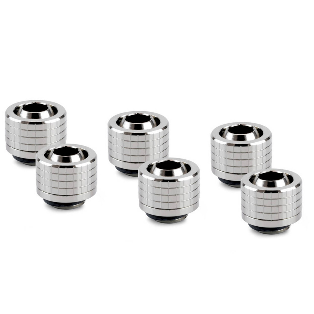 Thermal Grizzly DeltaMate Compression Fitting, Brass - Gloss Nickel, ST16, Pack of 6 : image 1