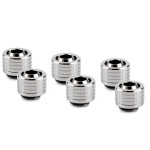 Thermal Grizzly DeltaMate Compression Fitting, Brass - Gloss Nickel, ST13, Pack of 6