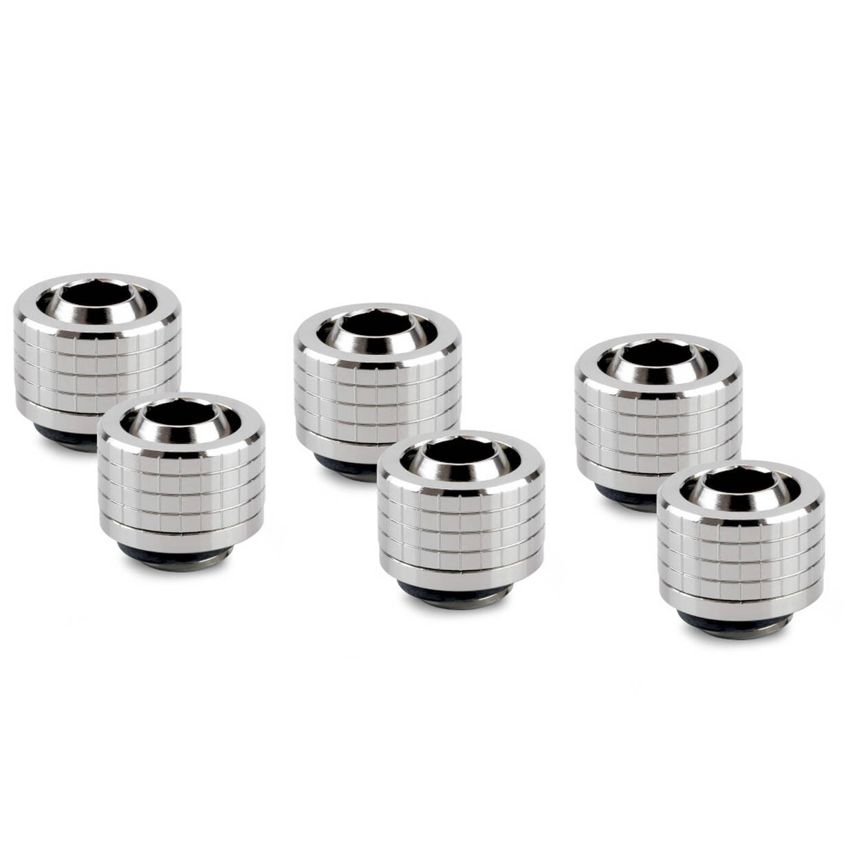 Thermal Grizzly DeltaMate Compression Fitting, Brass - Gloss Nickel, ST13, Pack of 6 : image 1