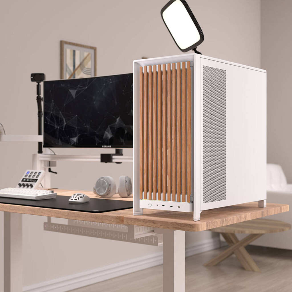 Corsair FRAME 5000D Wood RS PC Case, Mid-Tower, E-ATX, Tempered Glass - including 3x fans, white, wood : image 3