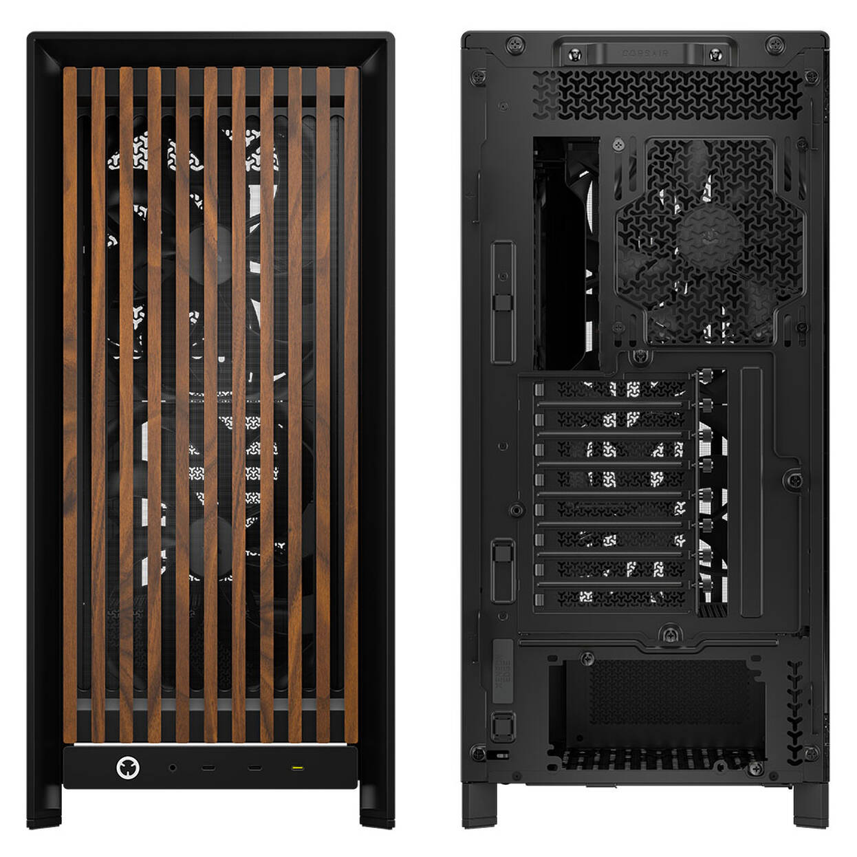 Corsair FRAME 5000D Wood RS PC Case, Mid-Tower, E-ATX, Tempered Glass - including 3x fans, black, wood : image 2